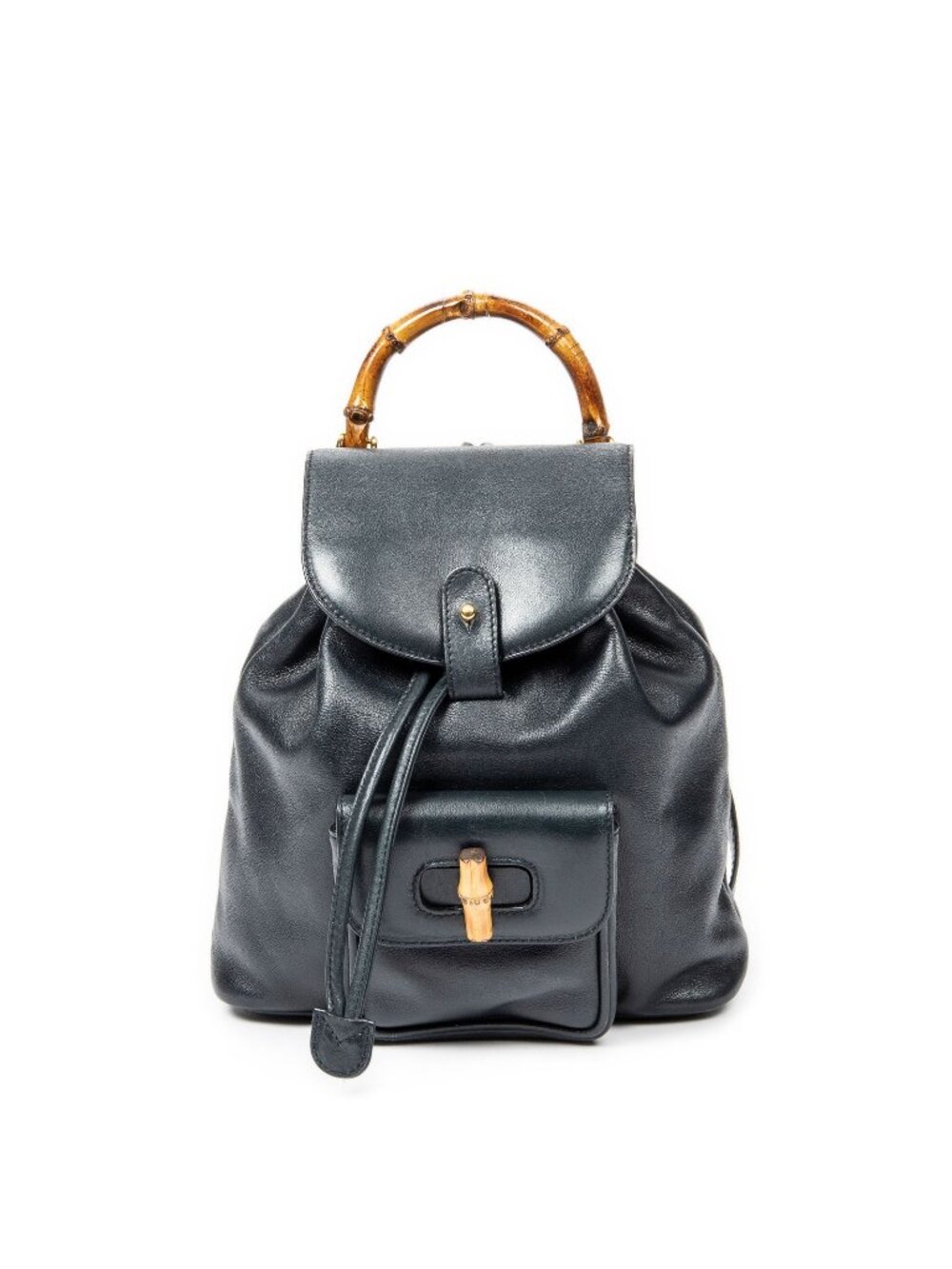 Gucci Mini Bamboo Backpack Navy Calfskin Leather
